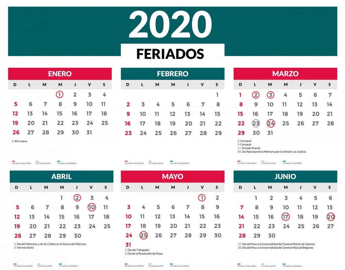 Feriados 2020 En Argentina: El Calendario Completo | Feriados